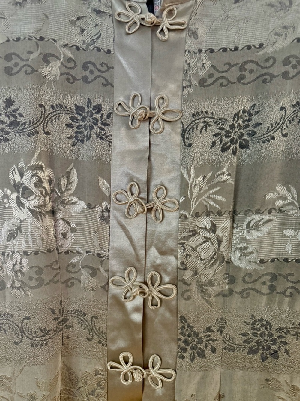 EUC Vintage Joseph Ribkoff Gold Floral Brocade Duster Jacket - Mandarin Collar - Picture 2 of 7